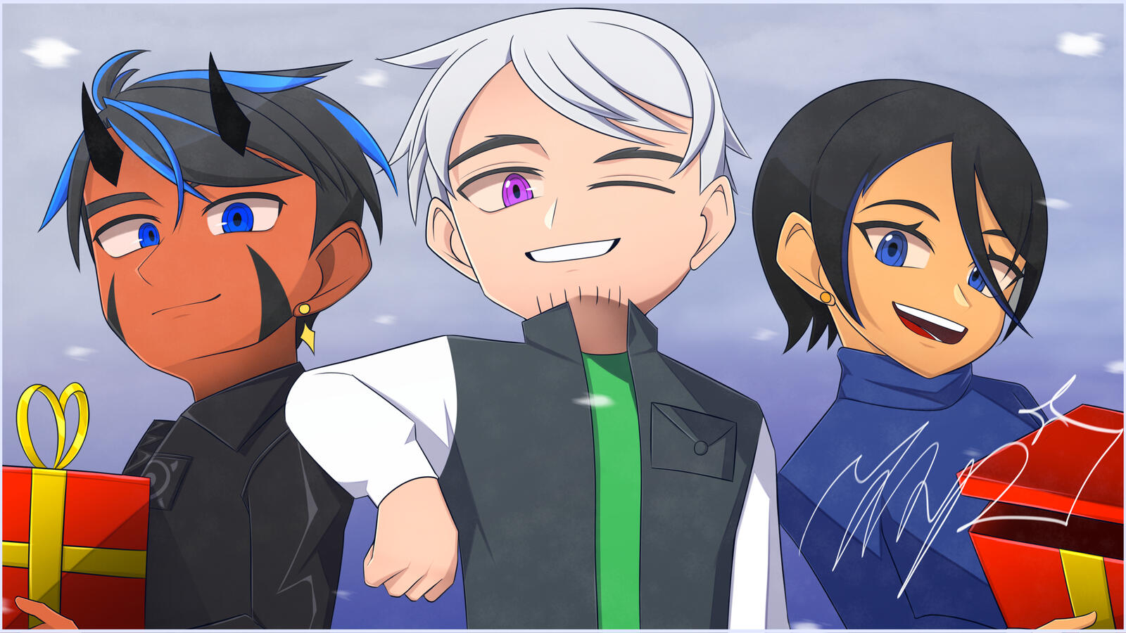 Holidays illustration (Keiran, Jackson, Mia)